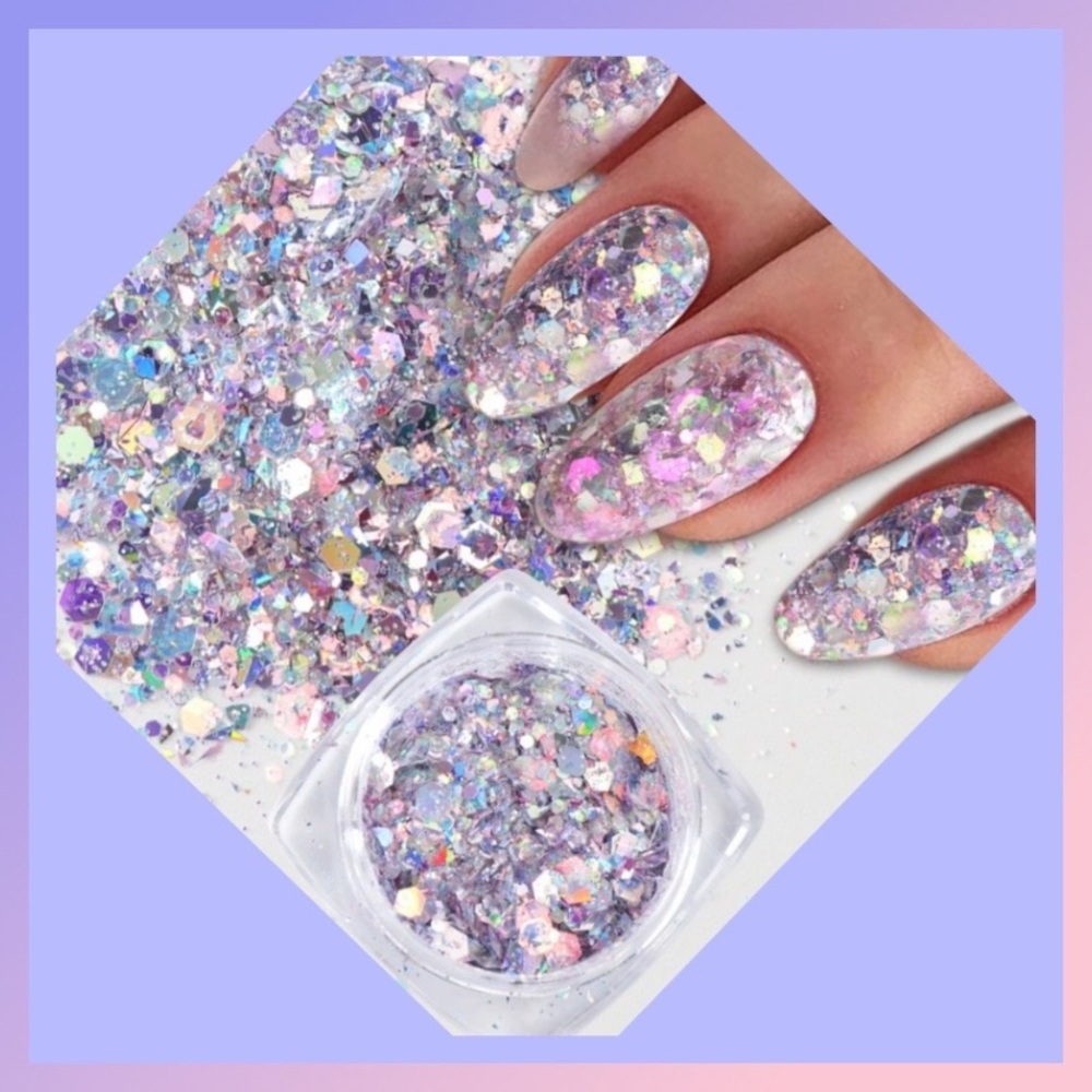 Iridescent Mixed Hexagon Nail Glitter Sequins 12 / 0.3gm Bottle Set